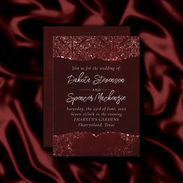 Glimmery Henna Grunge | Rich Blood Red Glam Damask Invitation (Creator Uploaded)