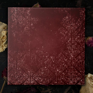 Glimmery Henna Grunge Rich Blood Red Glam Damask Tile