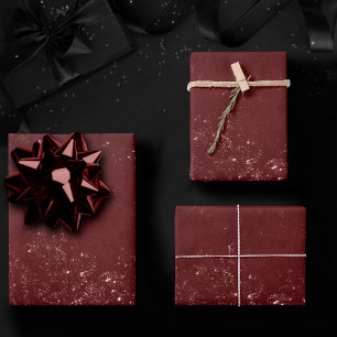 Glimmery Henna Grunge   Rich Blood Red Glam Damask Wrapping Paper Sheet
