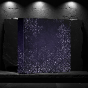 Glimmery Indigo Grunge Midnight Purple Damask Binder