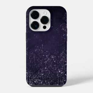 Glimmery Indigo Grunge   Midnight Purple Damask iPhone 14 Pro Case