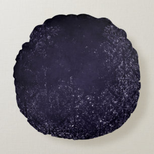 Glimmery Indigo Grunge   Midnight Purple Damask Round Pillow