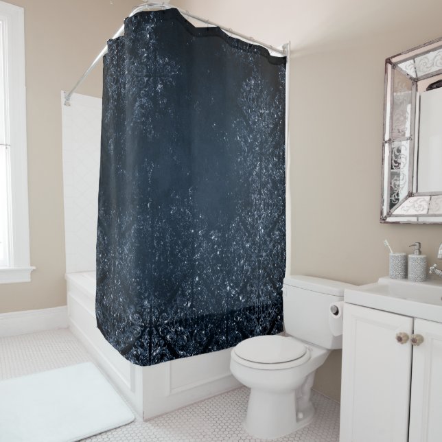 Glimmery Navy Grunge | Dark Sapphire Blue Damask (In Situ)