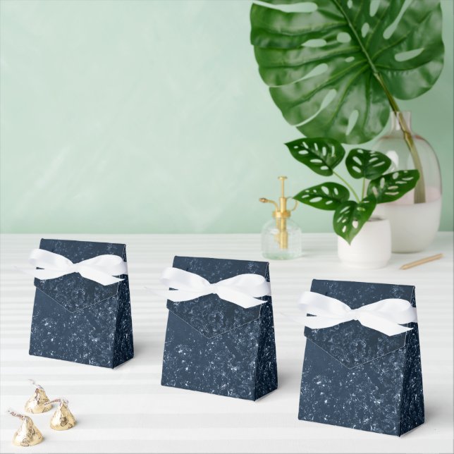 Glimmery Navy Grunge | Dark Sapphire Blue Damask Favor Box (Multiple)