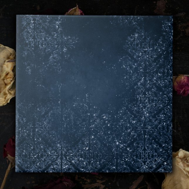 Glimmery Navy Grunge | Dark Sapphire Blue Damask Tile (Creator Uploaded)