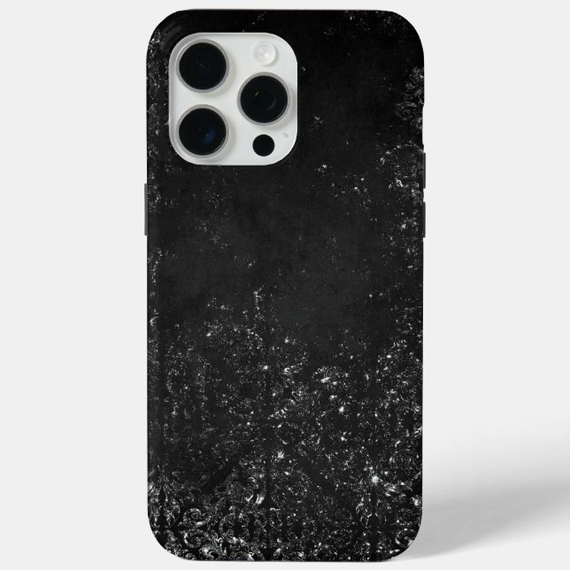 Glimmery Onyx Grunge | Silvery Black Glam Damask Case-Mate iPhone Case (Back)