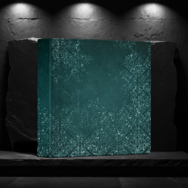 Glimmery Teal Grunge | Rich Dark Green Glam Damask Binder (Creator Uploaded)