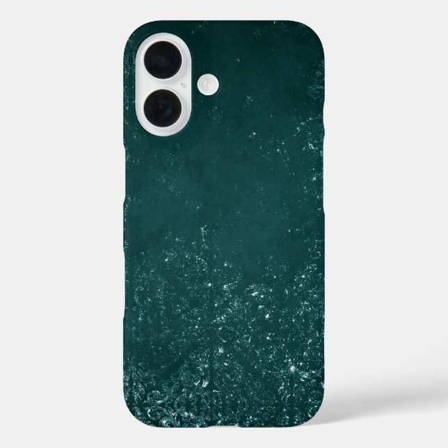 Glimmery Teal Grunge | Rich Dark Green Glam Damask Case-Mate iPhone Case (Back)