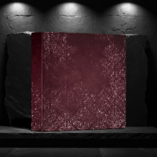Glimmery Wine Grunge Sangria Bordeaux Damask Binder