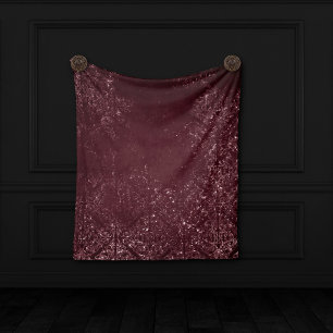 Glimmery Wine Grunge   Sangria Bordeaux Damask Fleece Blanket