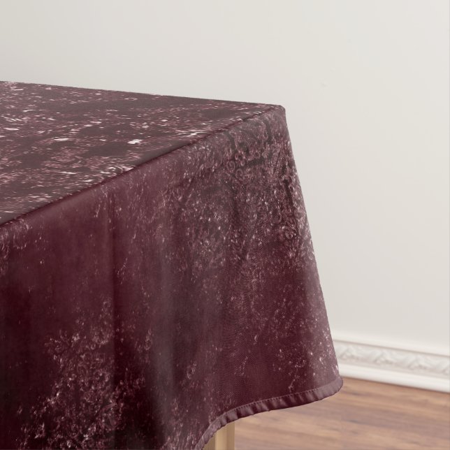 Glimmery Wine Grunge | Sangria Bordeaux Damask Tablecloth (In Situ)