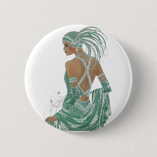 Glimpse of Elegance: Green Backless Dress Design 2 Inch Round Button