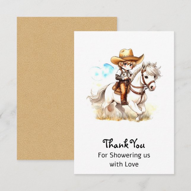 Glimpse of West: Rustic Cowboy Baby Shower Thank You Card (Front/Back)