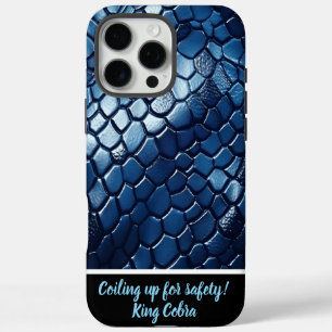 Glinting blue snakeskin patterns iPhone 16 pro max case