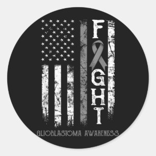 Glioblastoma Warrior Us Flag Classic Round Sticker