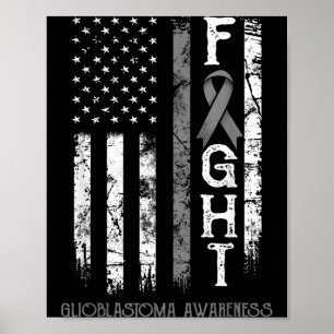 Glioblastoma Warrior Us Flag Poster