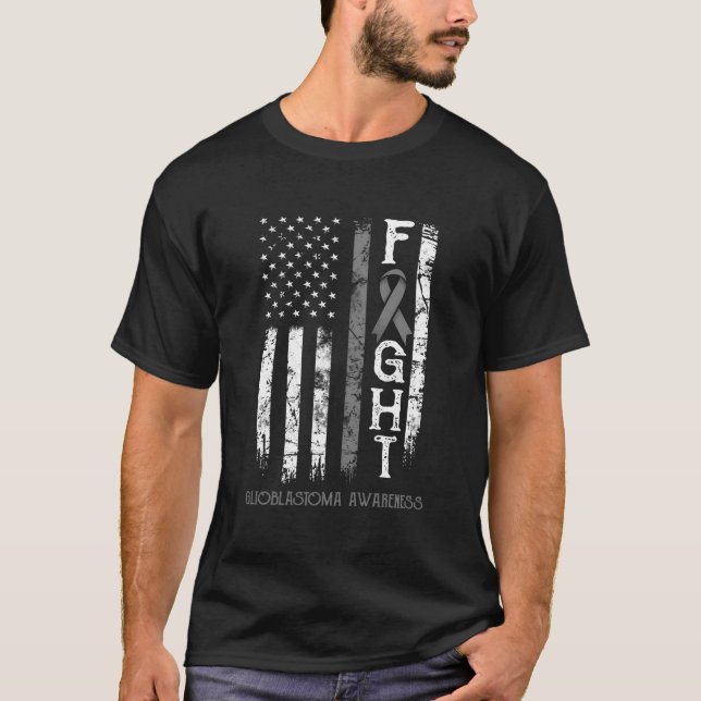 Glioblastoma Warrior Us Flag T-Shirt (Front)