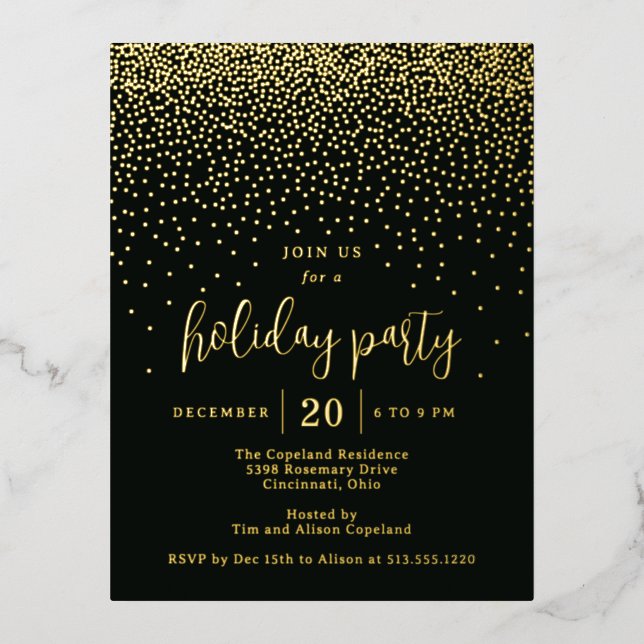Glistening Dots Foil Holiday Invitation Postcard (Front)