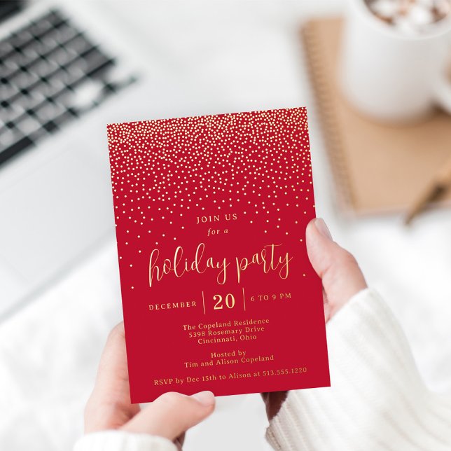 Glistening Dots Foil Holiday Party Invitation (Creator Uploaded)