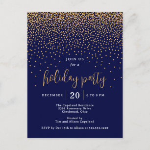 Glistening Dots Holiday Party Invitation Postcard