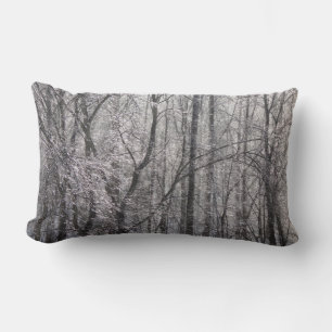 Glistening Icy Forest in Morning Light II Lumbar Pillow