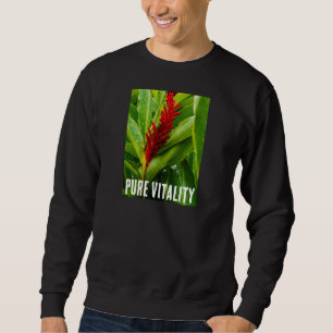 Glistening Red Ginger Flower and Rain-Kissed Leave Sweatshirt