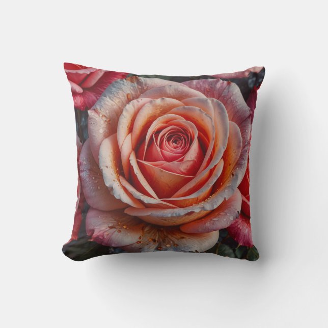 Glistening Rose Throw Pillow (Front)