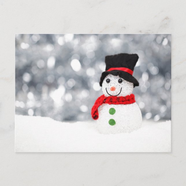 Glistening Snowman Postcard (Front)