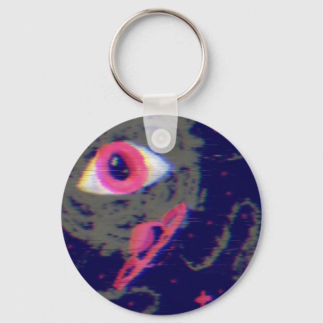 Glitch Aesthetic Cosmic Horror Doodle Keychain (Front)