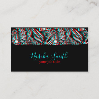 Glitch Anaglyph Teal & Red Brush Stroke Business Card