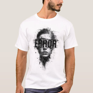 Glitch Art “ERROR” Face T-Shirt   Cyberpunk Digita