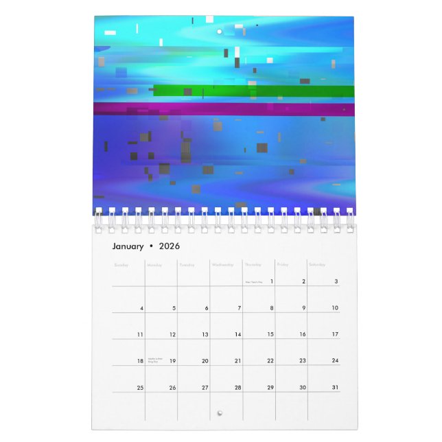 Glitch Art Pixels Vaporwave Aesthetic Analogue Fau Calendar (Jan 2026)
