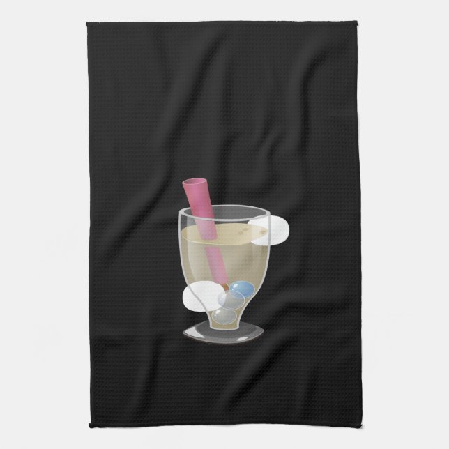 Glitch: bubble tea kitchen towel (Vertical)