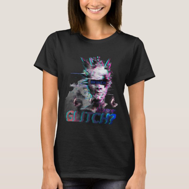 Glitch Cyberpunk T-Shirt – Broken Face Y2K Tee (Front)