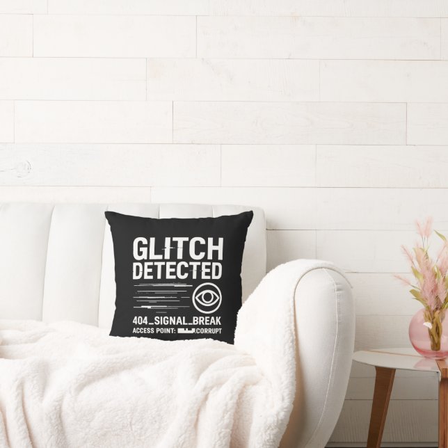 GLITCH DETECTED - Corrupted Signal Transmission Throw Pillow (Couch)