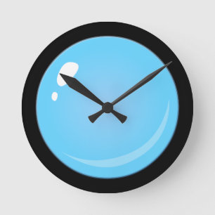 Glitch Food blue bubble Round Clock