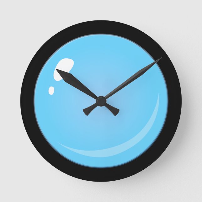 Glitch Food blue bubble Round Clock (Front)