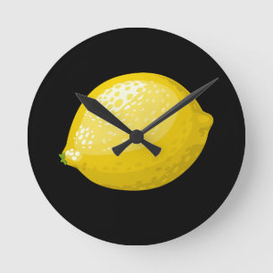 Glitch Food lemon Round Clock