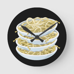 Glitch Food plain noodles Round Clock