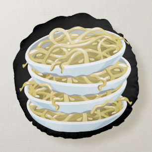 Glitch Food plain noodles Round Pillow