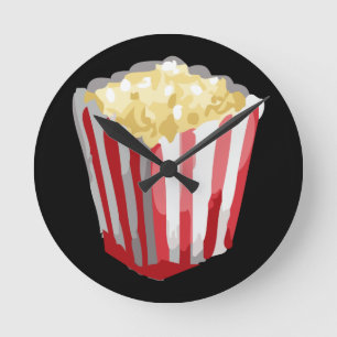 Glitch Food potcorn Round Clock