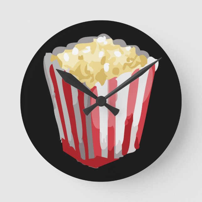 Glitch Food potcorn Round Clock (Front)