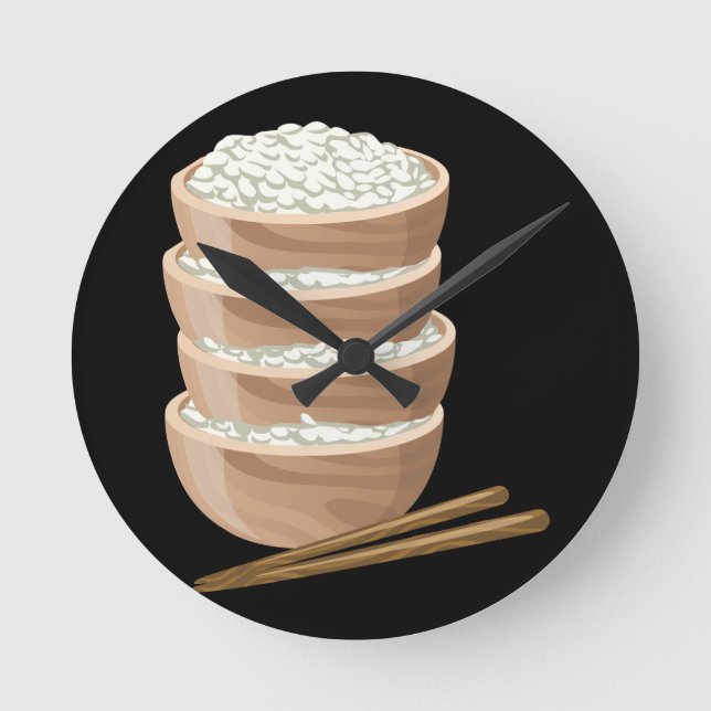 Glitch Food proper rice Round Clock (Front)