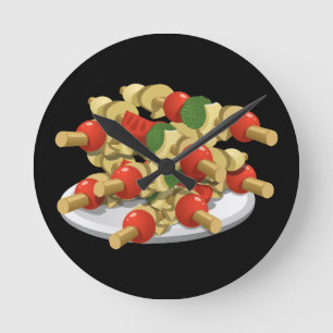 Glitch Food super veggie kebabs Round Clock