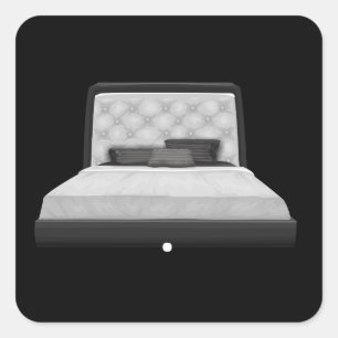 Glitch furniture bed pearly white quilted bed square sticker