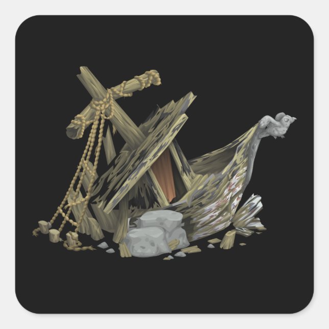 Glitch furniture chassis shipwreck square sticker (Front)