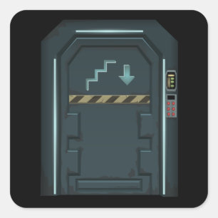 Glitch furniture door spaceship door square sticker