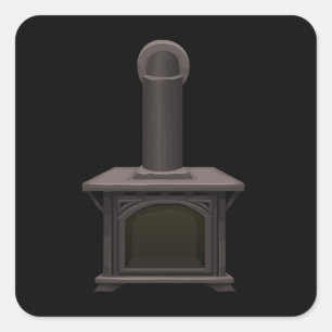 Glitch furniture fireplace wood stove square sticker