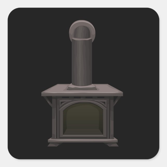 Glitch furniture fireplace wood stove square sticker (Front)