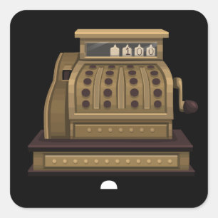 Glitch furniture tabledeco vintage cash register square sticker